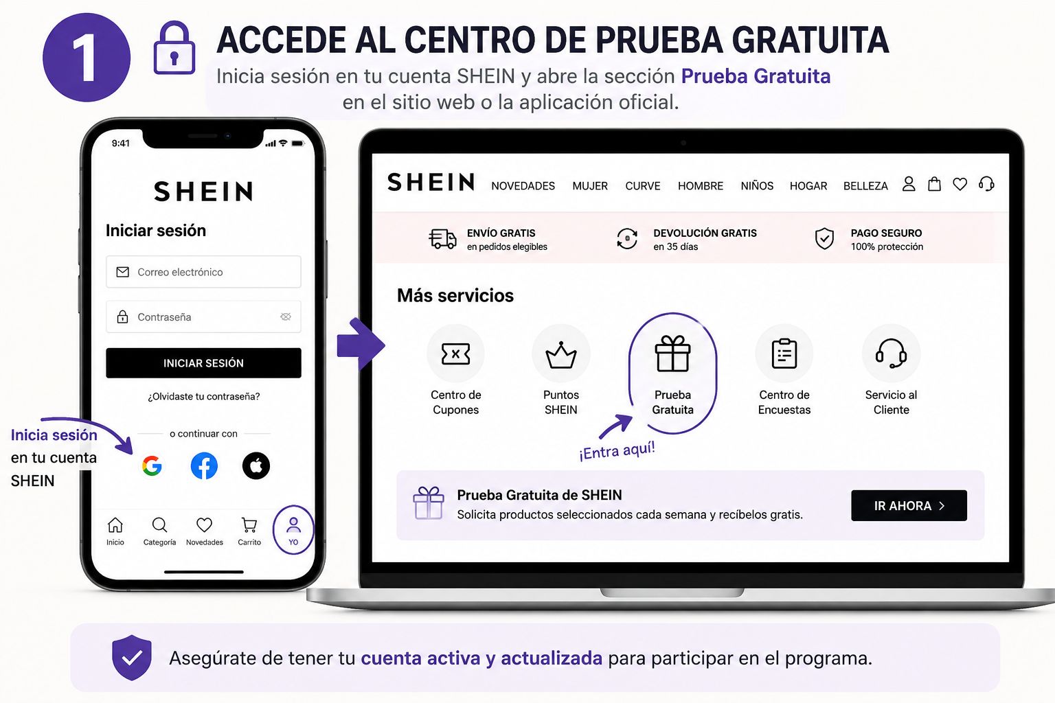 Ejemplo del área donde pueden consultarse productos disponibles