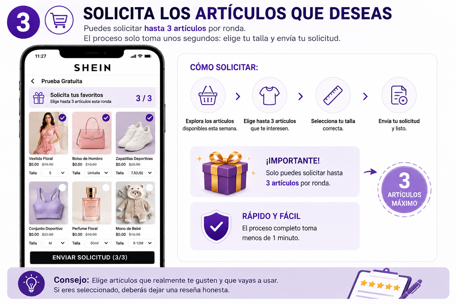 Ejemplo del estado de las solicitudes